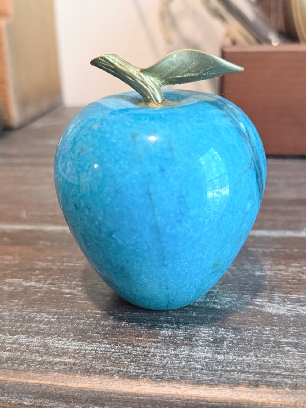 Vintage Apple paperweight with Gold Stem